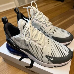 Nike Air Max 270 White and Gray with Blue Heel